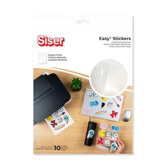 Siser® Easy® Stickers 8.5" x 11" Glossy Inkjet Printable Vinyl Sheets, 10ct.